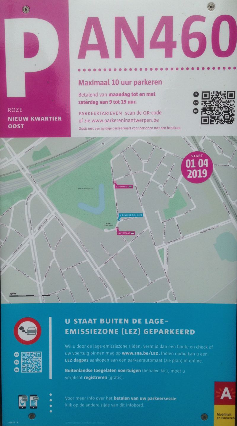 Gratis / betalend parkeren in Berchem Antwerpen AN460