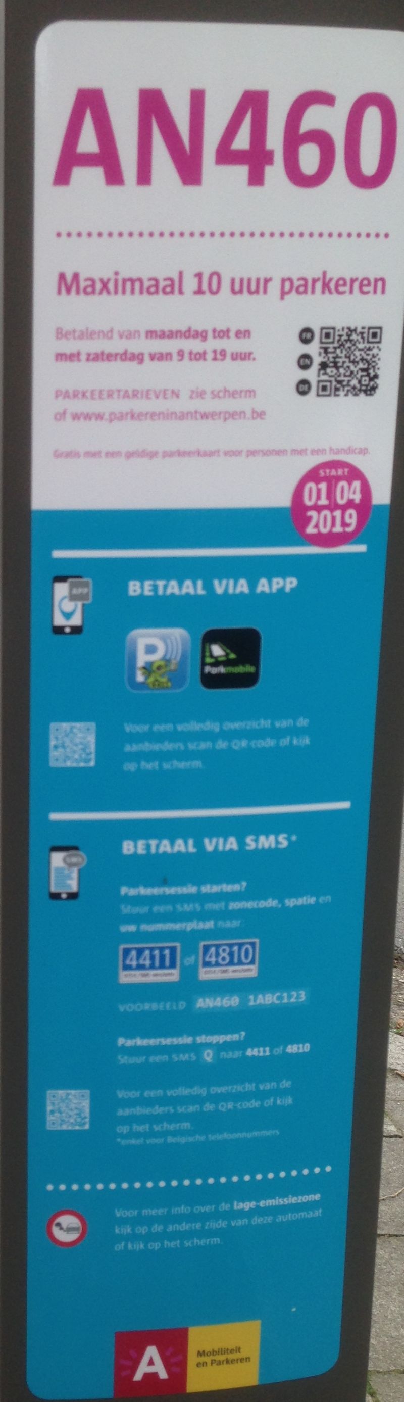 Gratis of betalend parkeren via app Berchem Antwerpen