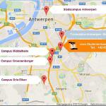 Google map met universiteit campussen Antwerpen